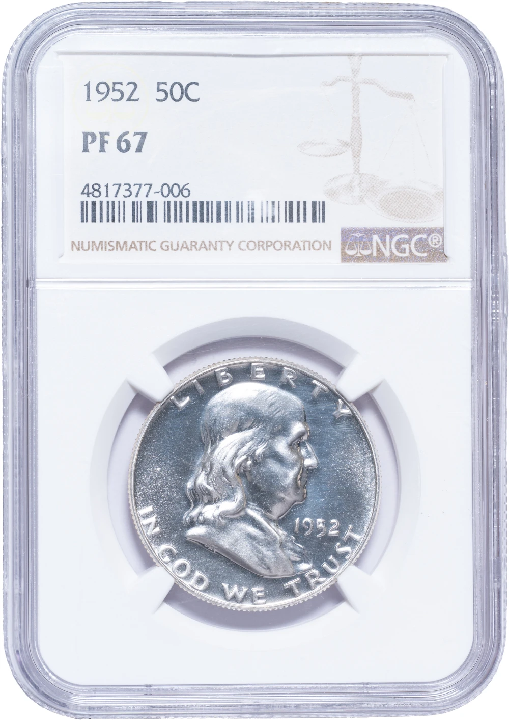 NGC Proof-67 1952 Franklin Half Dollar