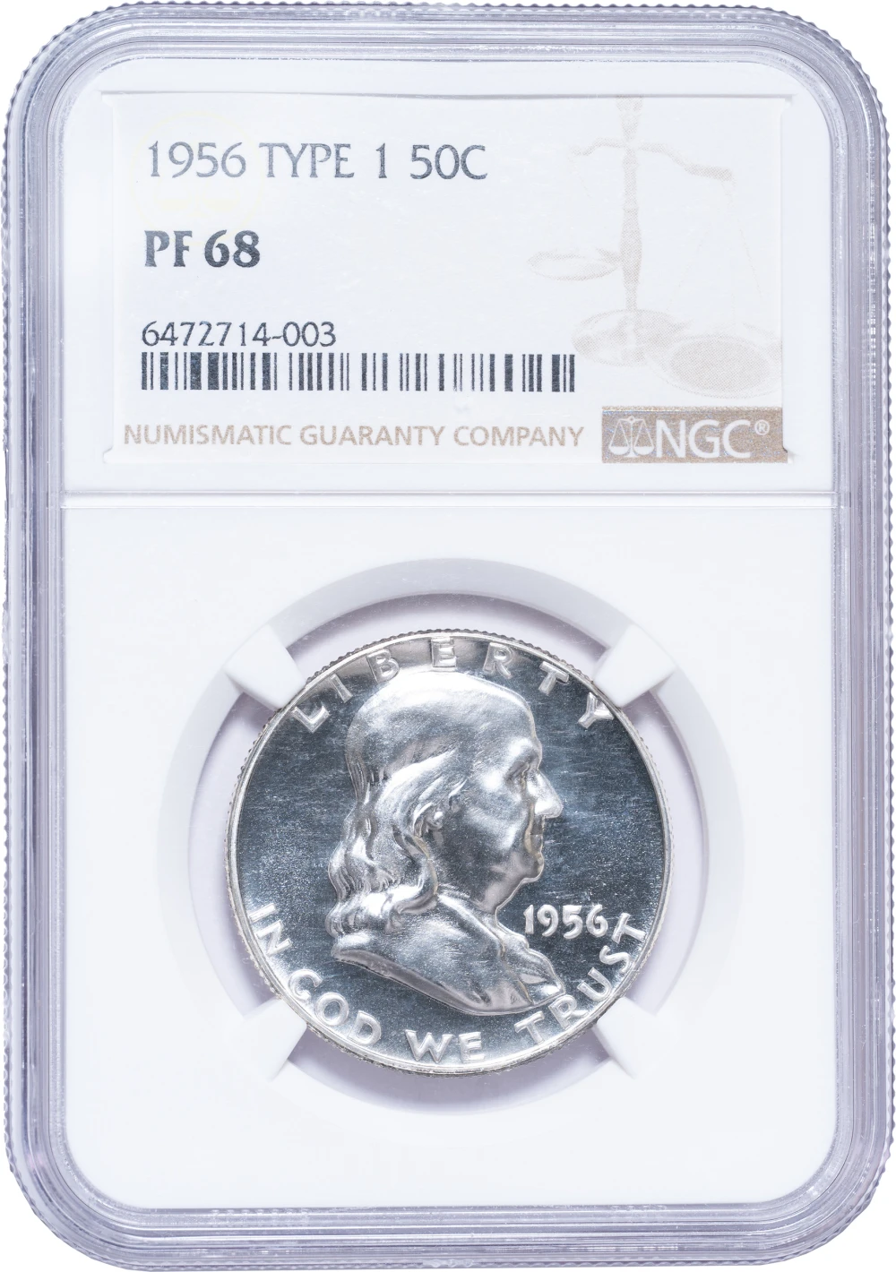 NGC Proof-68 1956 Type I Franklin Half Dollar