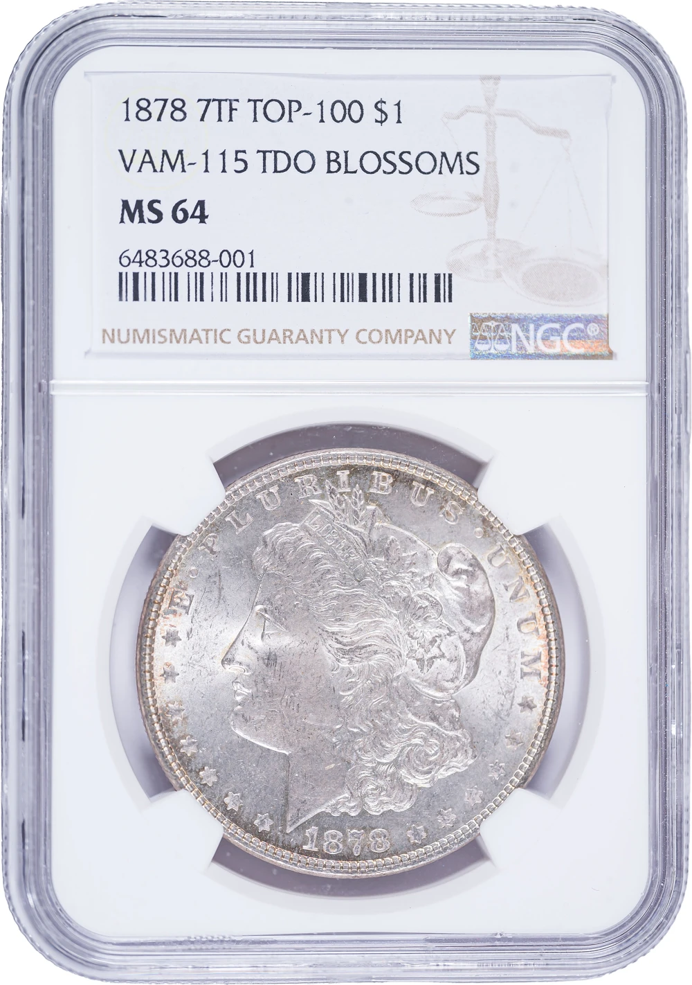 NGC MS-64 VAM-115 1878 7 Tailfeathers Morgan Dollar