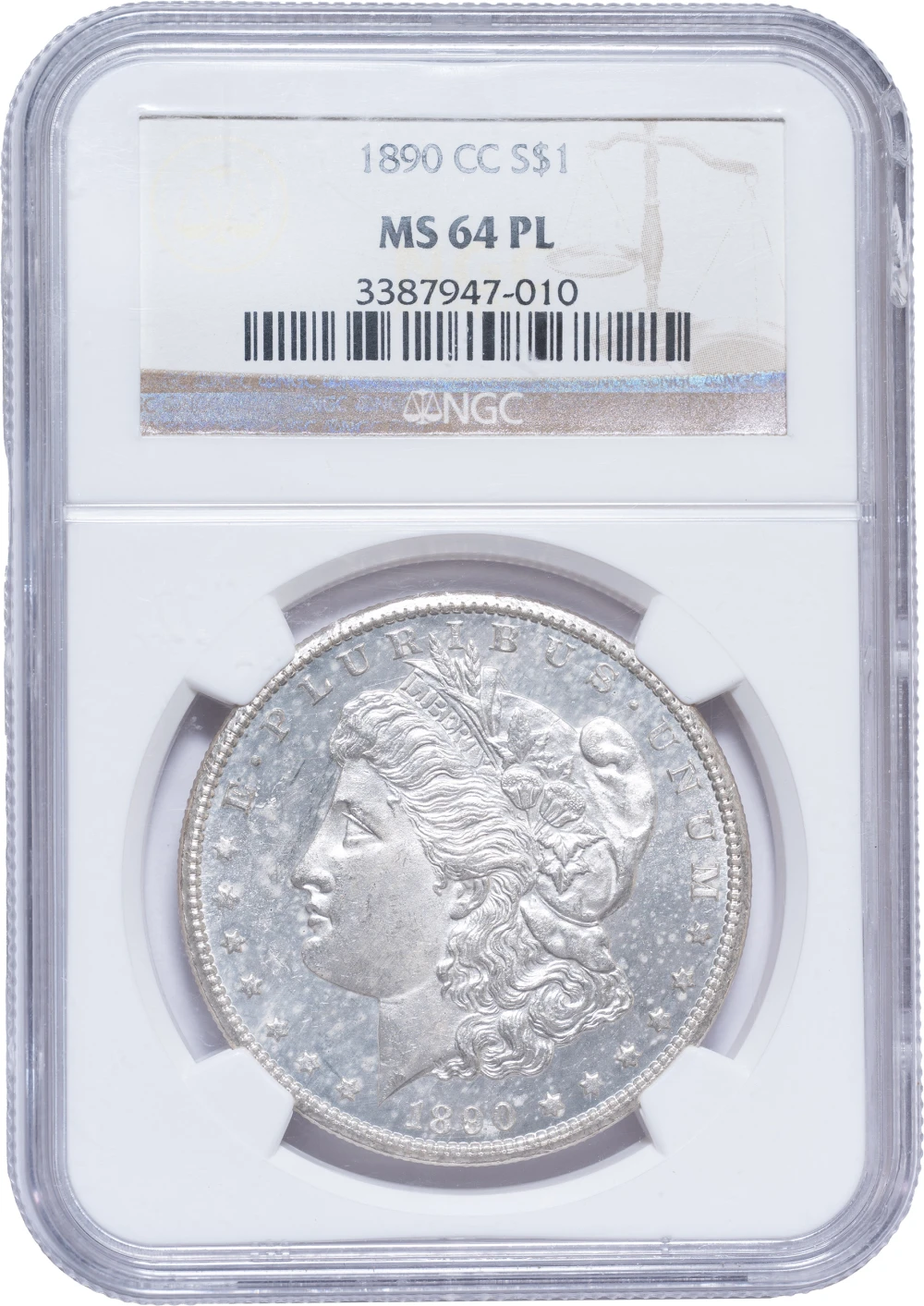 NGC MS-64 PL 1890-CC Morgan Dollar