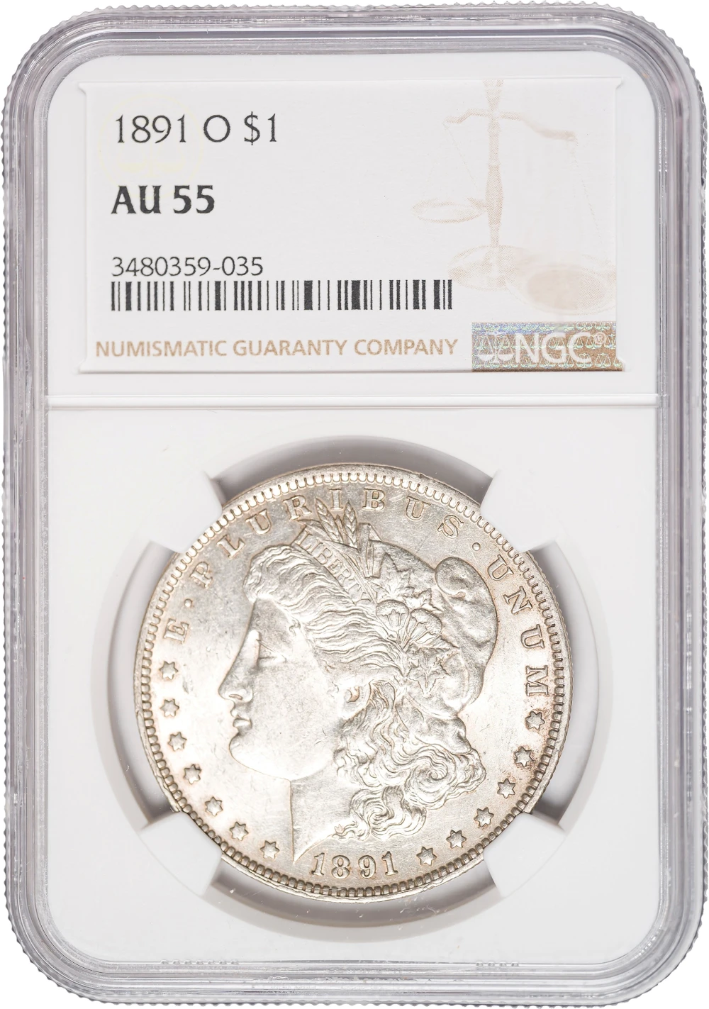 NGC AU-55 1891-O Morgan Dollar