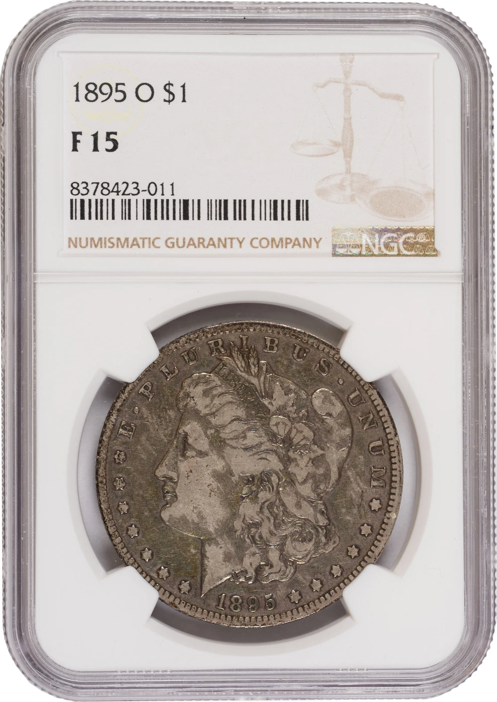 NGC F-15 1895-O Morgan Dollar