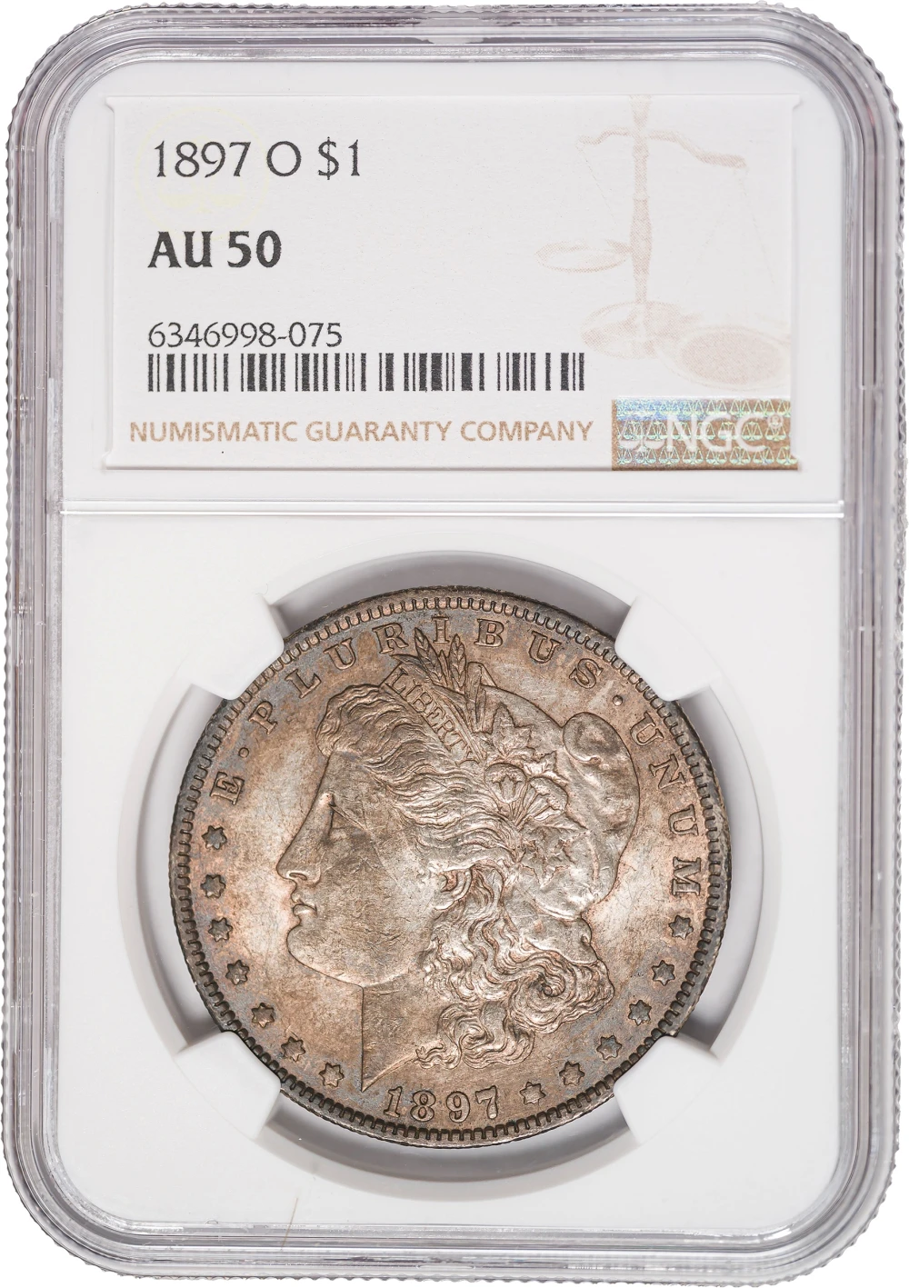 NGC AU-50 Toned 1897-O Morgan Dollar