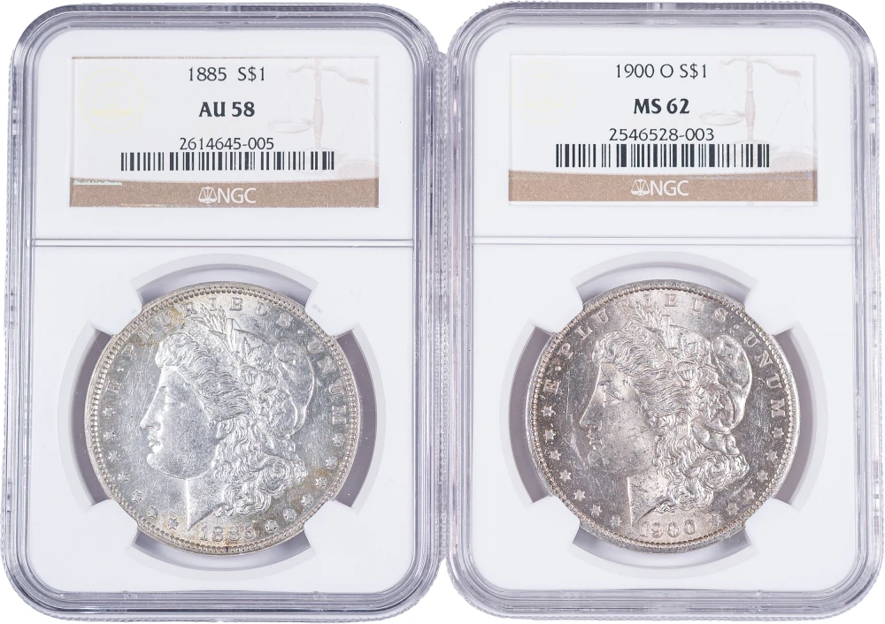 NGC-Certified Morgan Dollar Duo