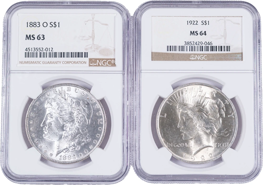 NGC Morgan and Peace Dollar Duo