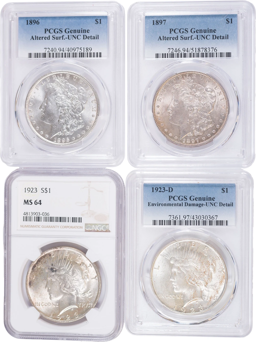 4 Piece Certified Silver Dollar Lot