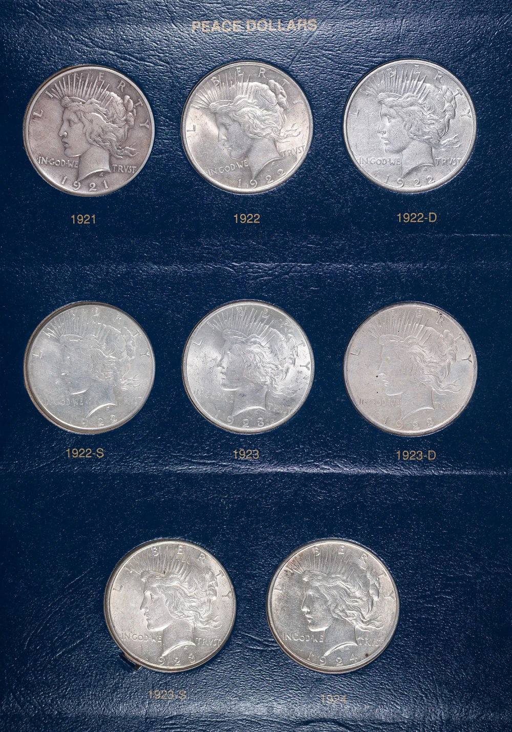 EF-AU and Better Complete Peace Dollar Set