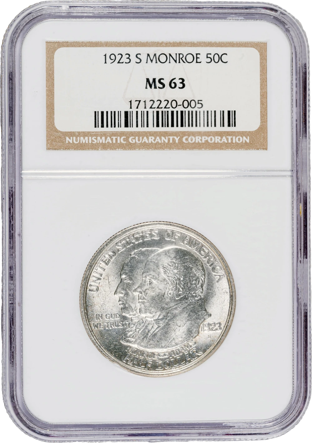 NGC MS-63 1923-S Monroe Half Dollar