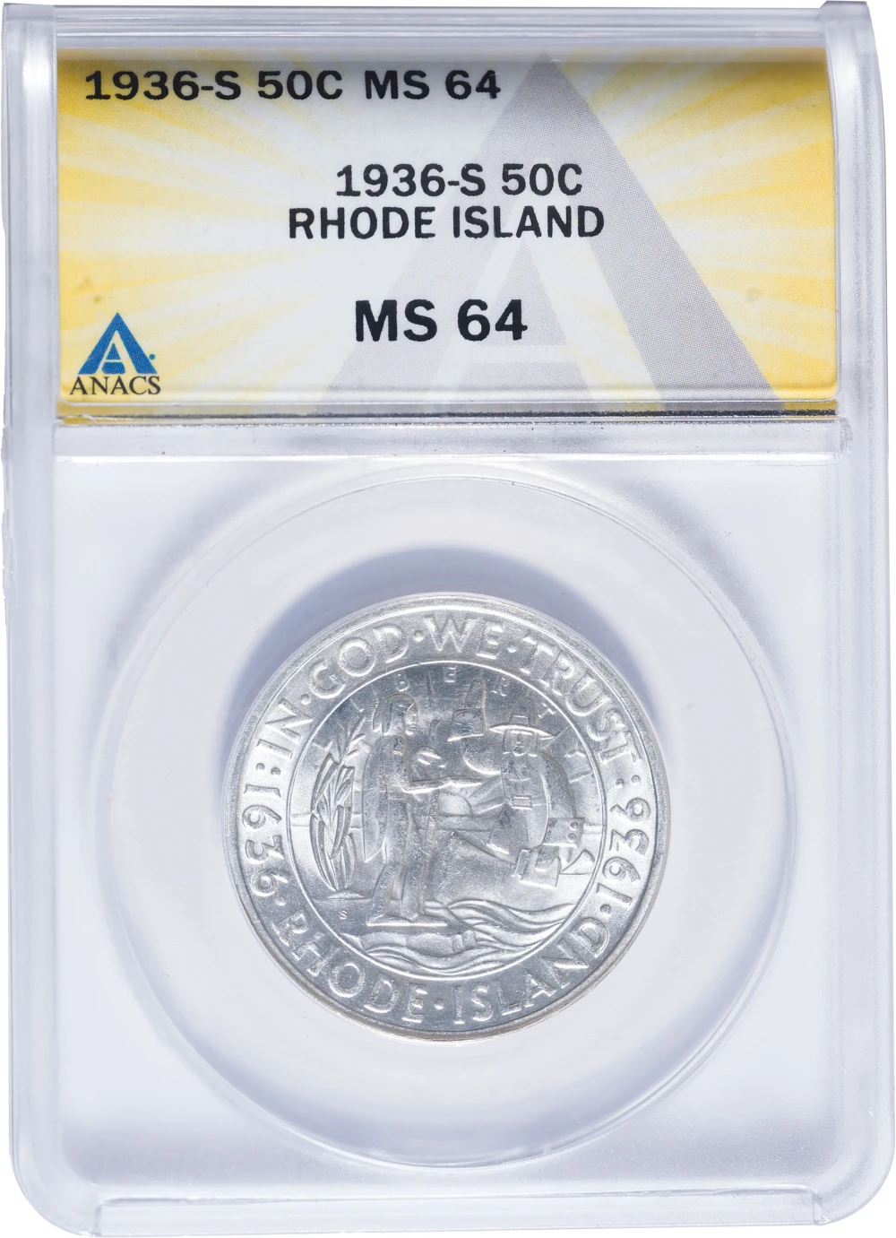 ANACS MS-64 1936-S Rhode Island Half Dollar