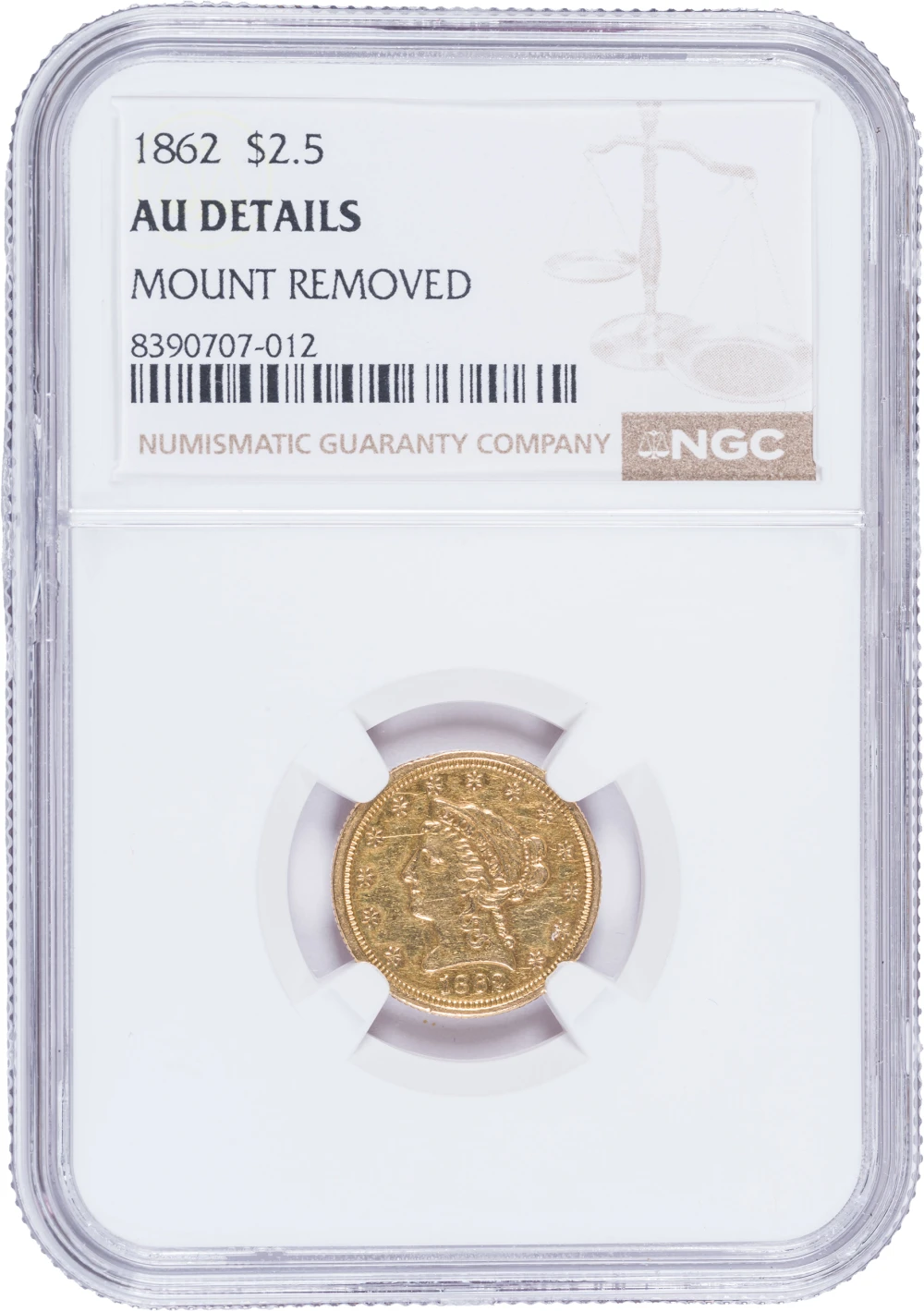 NGC AU Details 1862 $2.50 Gold Liberty