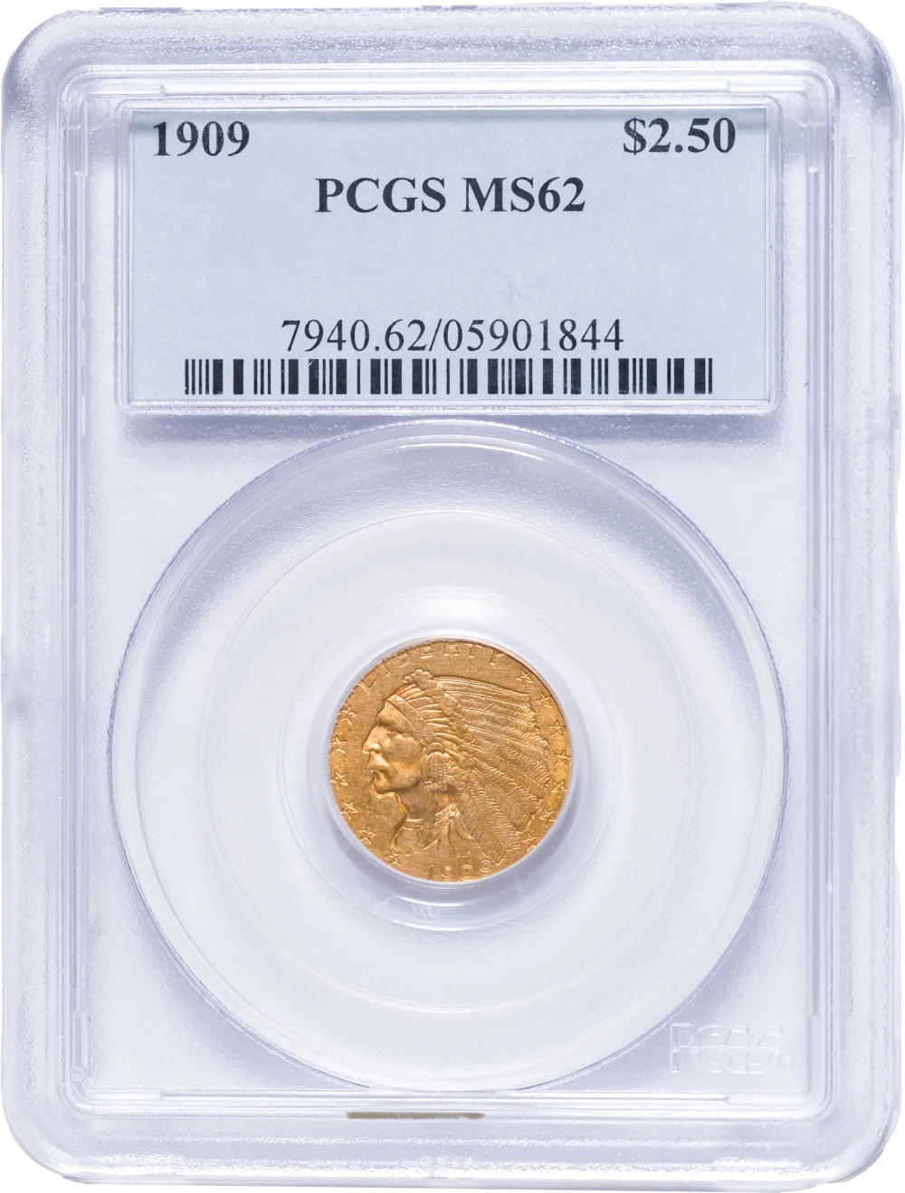PCGS MS-62 1909 $2.50 Gold Indian