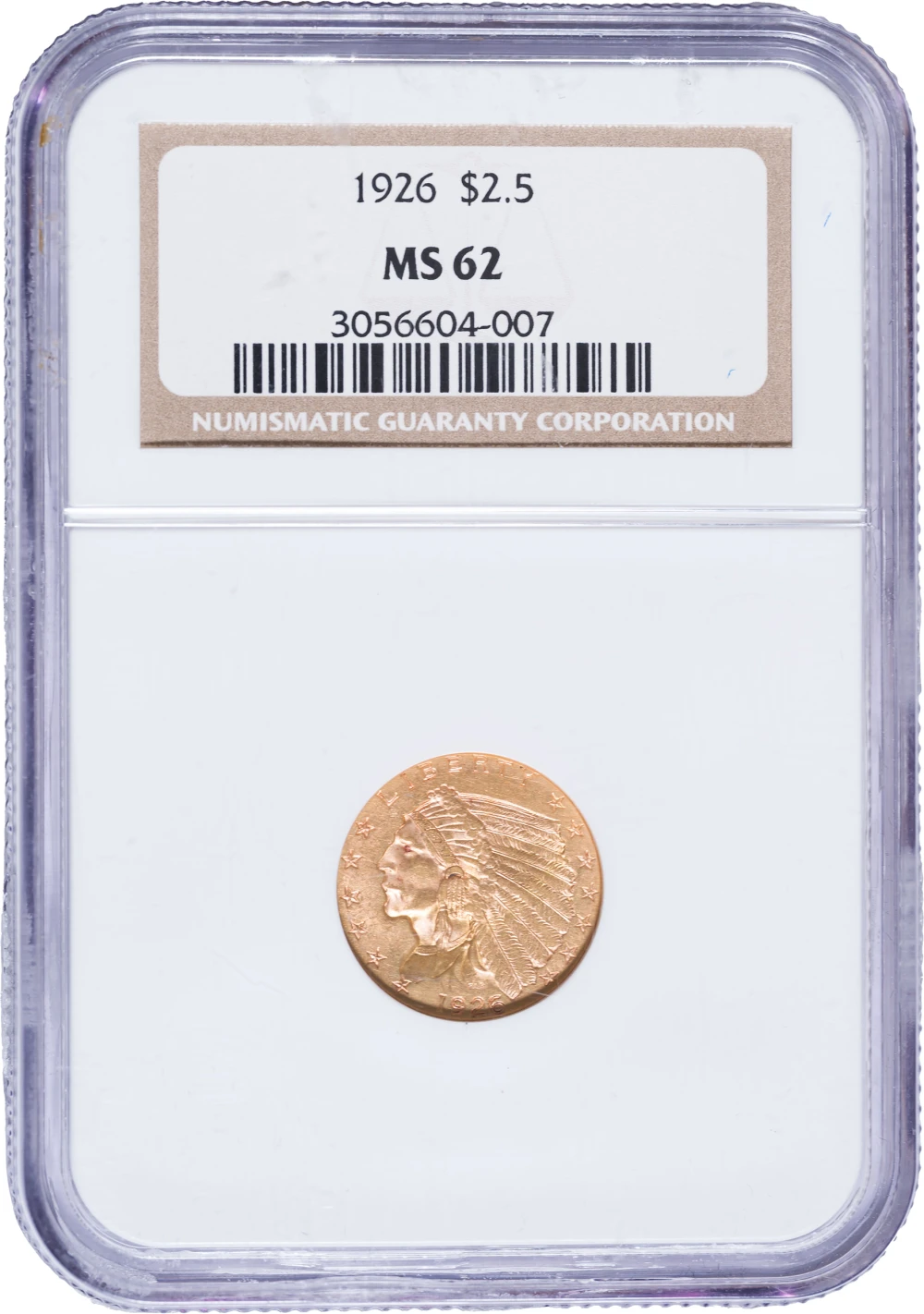 NGC MS-62 1926 $2.50 Gold Indian