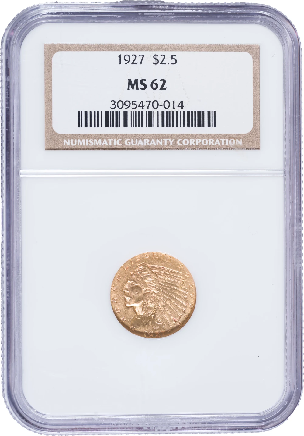 NGC MS-62 1927 $2.50 Gold Indian