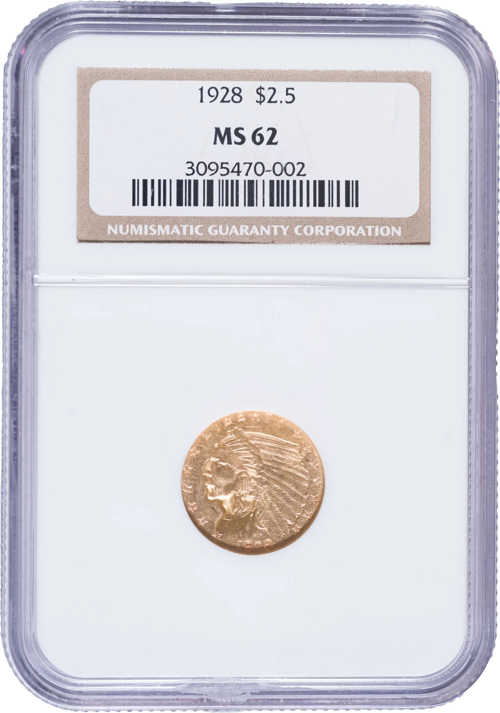 NGC MS-62 1928 $2.50 Gold Indian