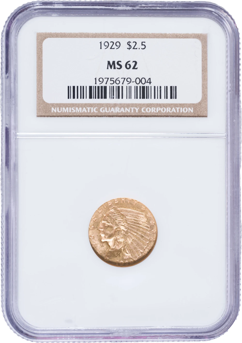 NGC MS-62 1929 $2.50 Gold Indian