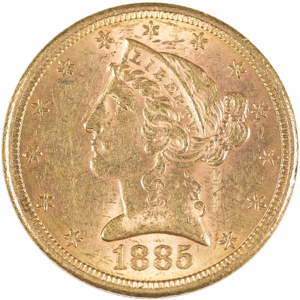AU-58 1885-S $5 Gold Liberty
