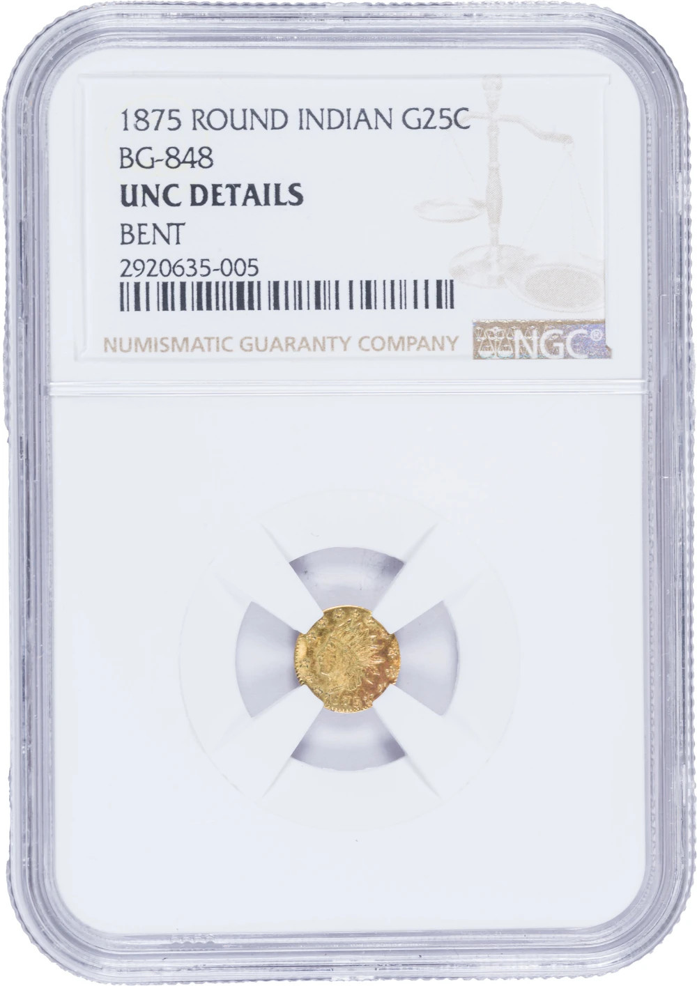 Rare NGC UNC Details 1875 California Gold Quarter