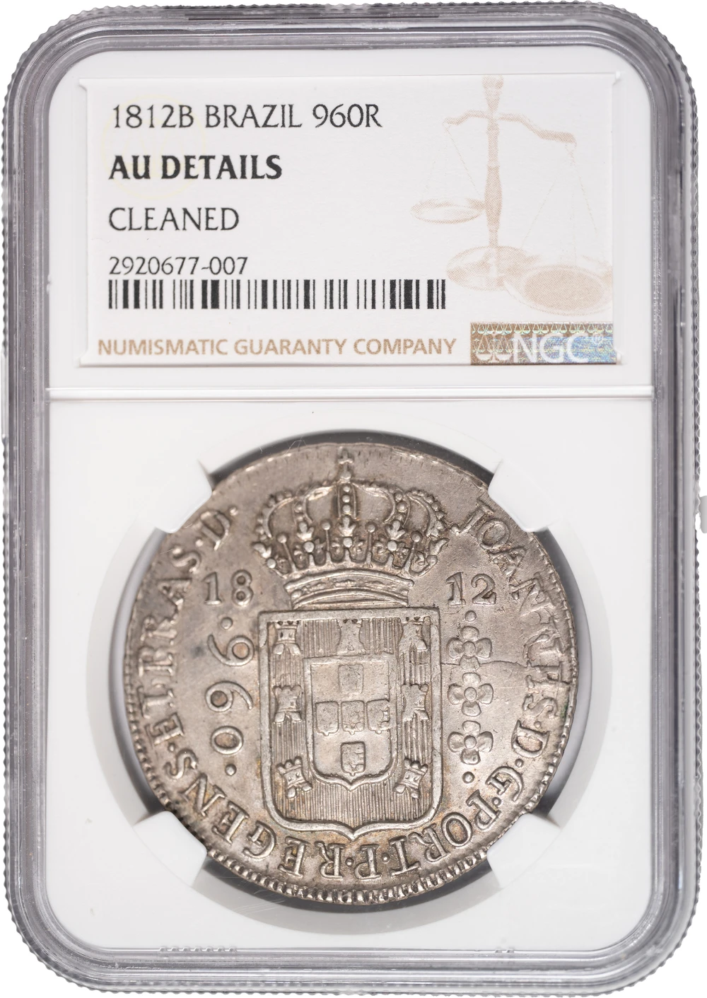 Brazil. NGC AU Details 1812-B 960 Reis