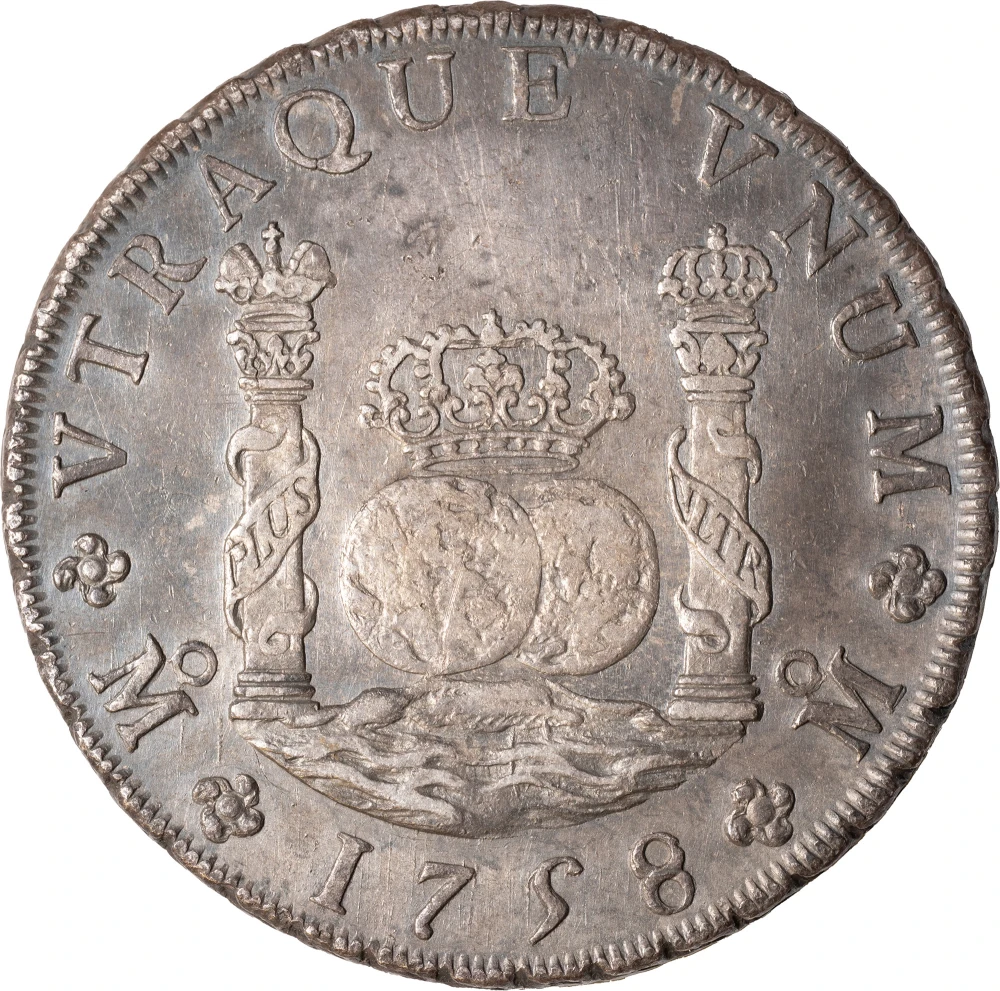 Mexico. Colonial. AU-50 1758-MM Pillar 8 Reales