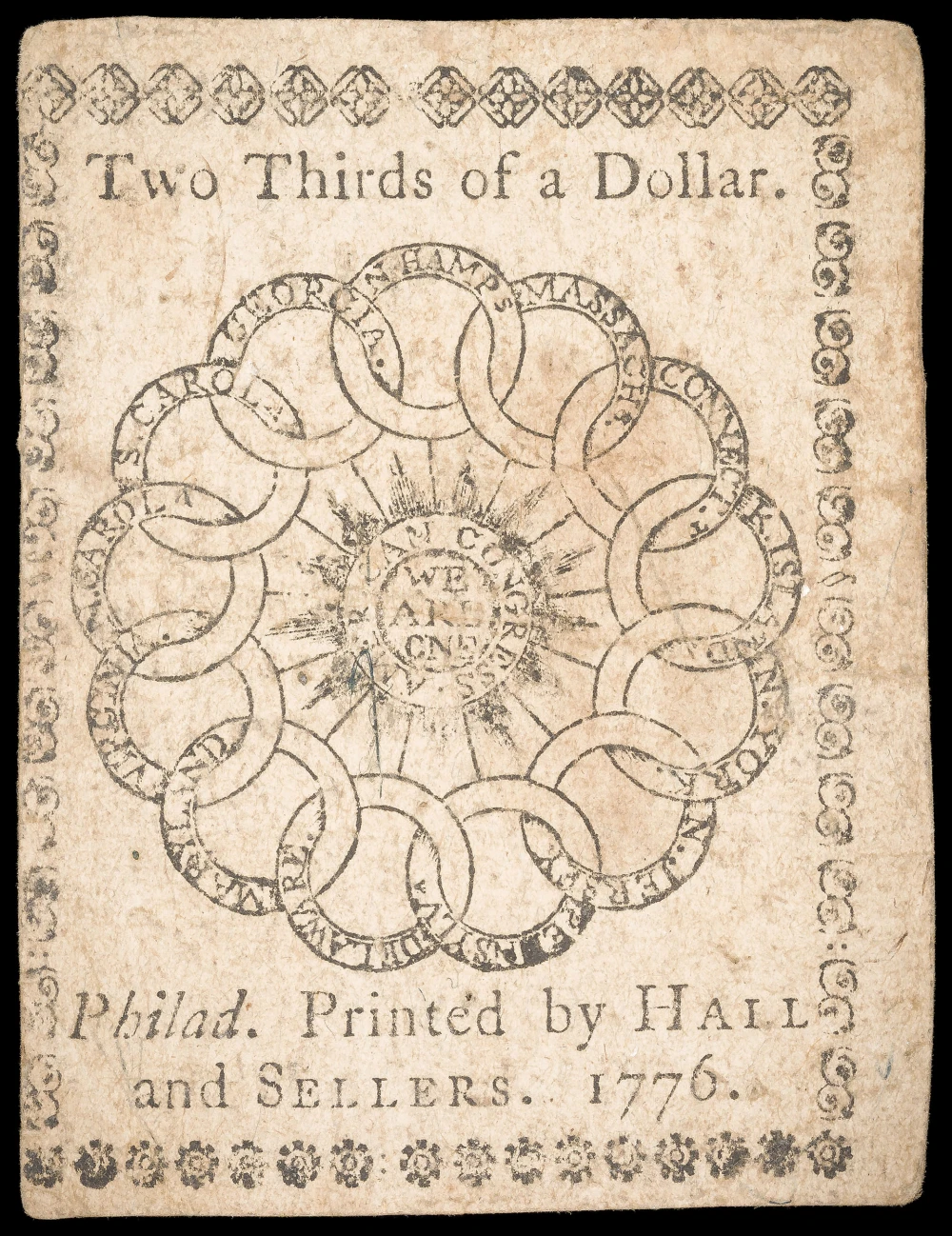 VF 1776 $2/3 Continental Currency