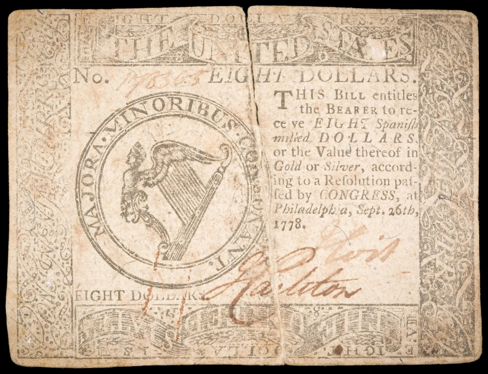 VF Details 1778 $8 Continental Currency