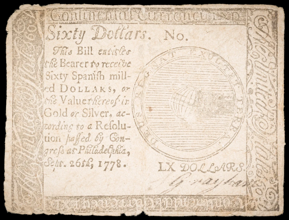 Fine 1778 $60 Continental Currency