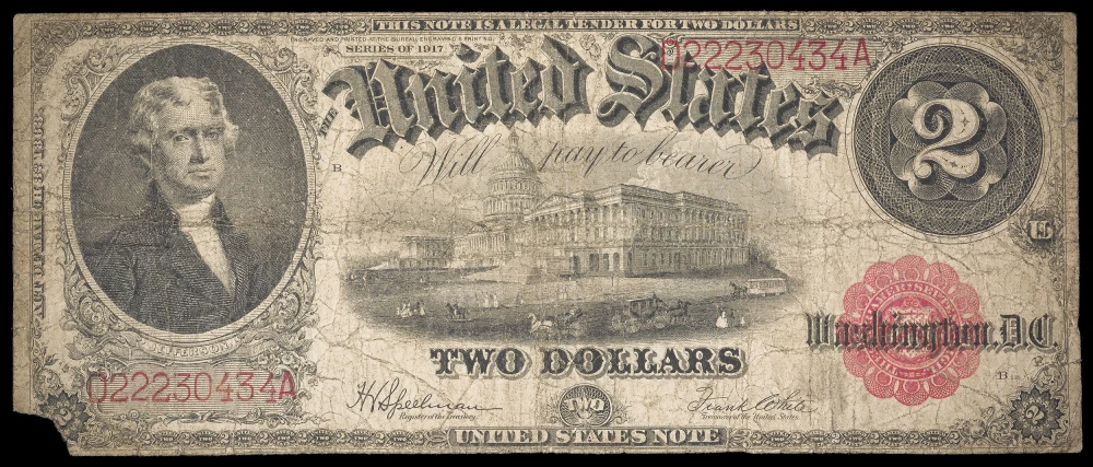 Fine Details 1917 $2 U.S. Note