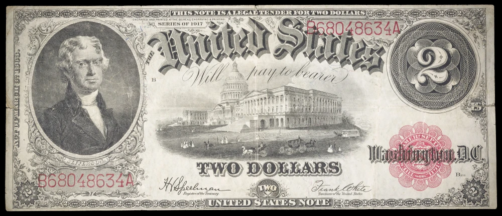 VF Details 1917 $2 U.S. Note