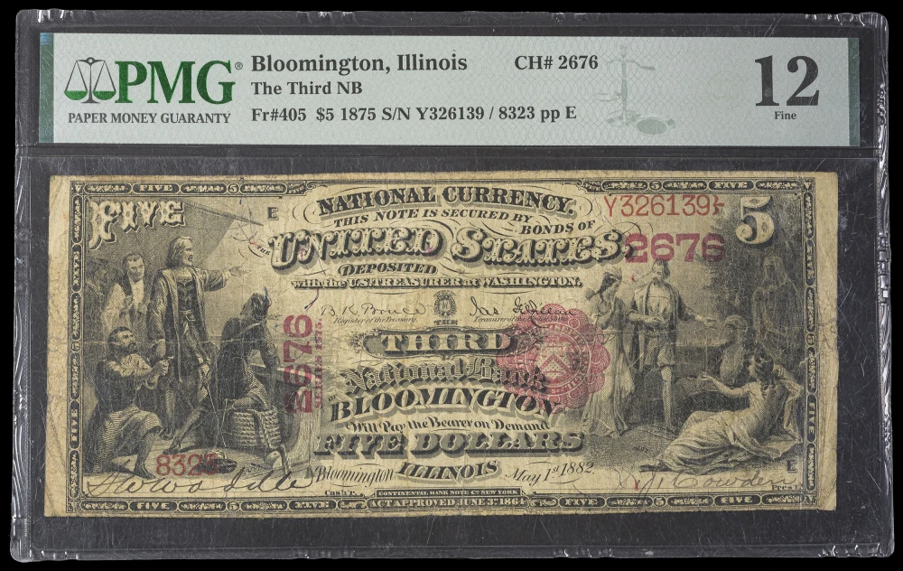 Rare PMG F-12 1875 $5 National