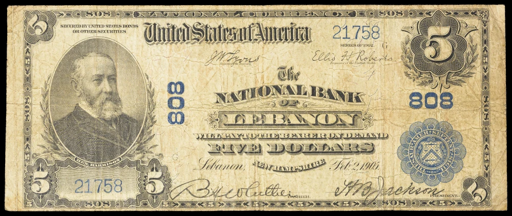 F-VF 1902 Lebanon NH $5 National