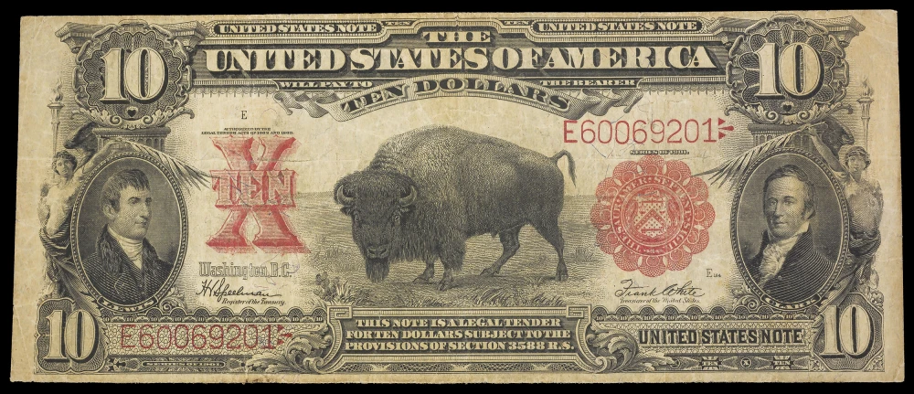 A 2nd VF/EF 1901 $10 Bison U.S. Note