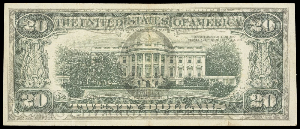 EF 1977 $20 FRN Complete Ink Transfer Error