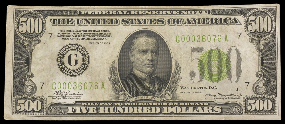 A 2nd EF 1934 $500 FRN