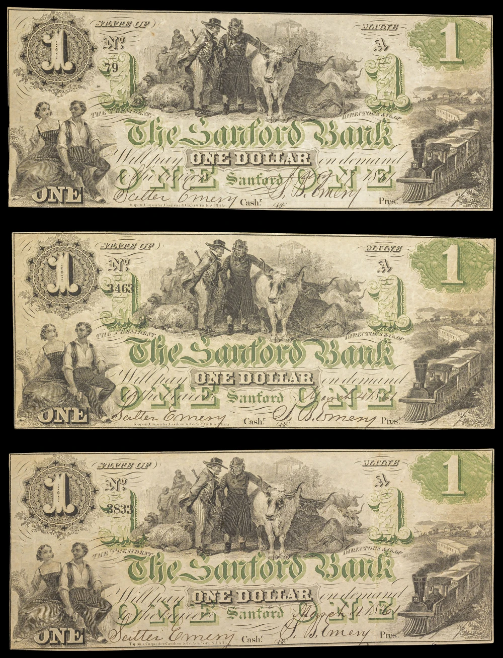 Maine. Sanford. Sanford Bank $1 Trio