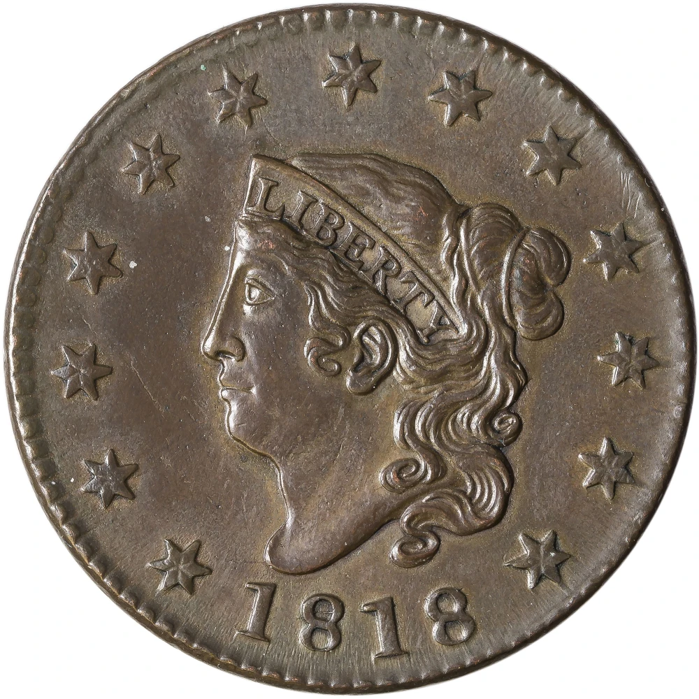 UNC Details 1818 Large Cent
