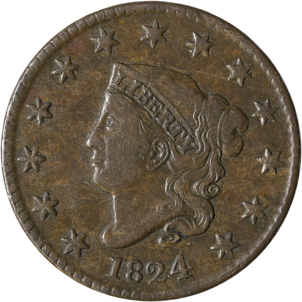 VF-35 1824 Large Cent
