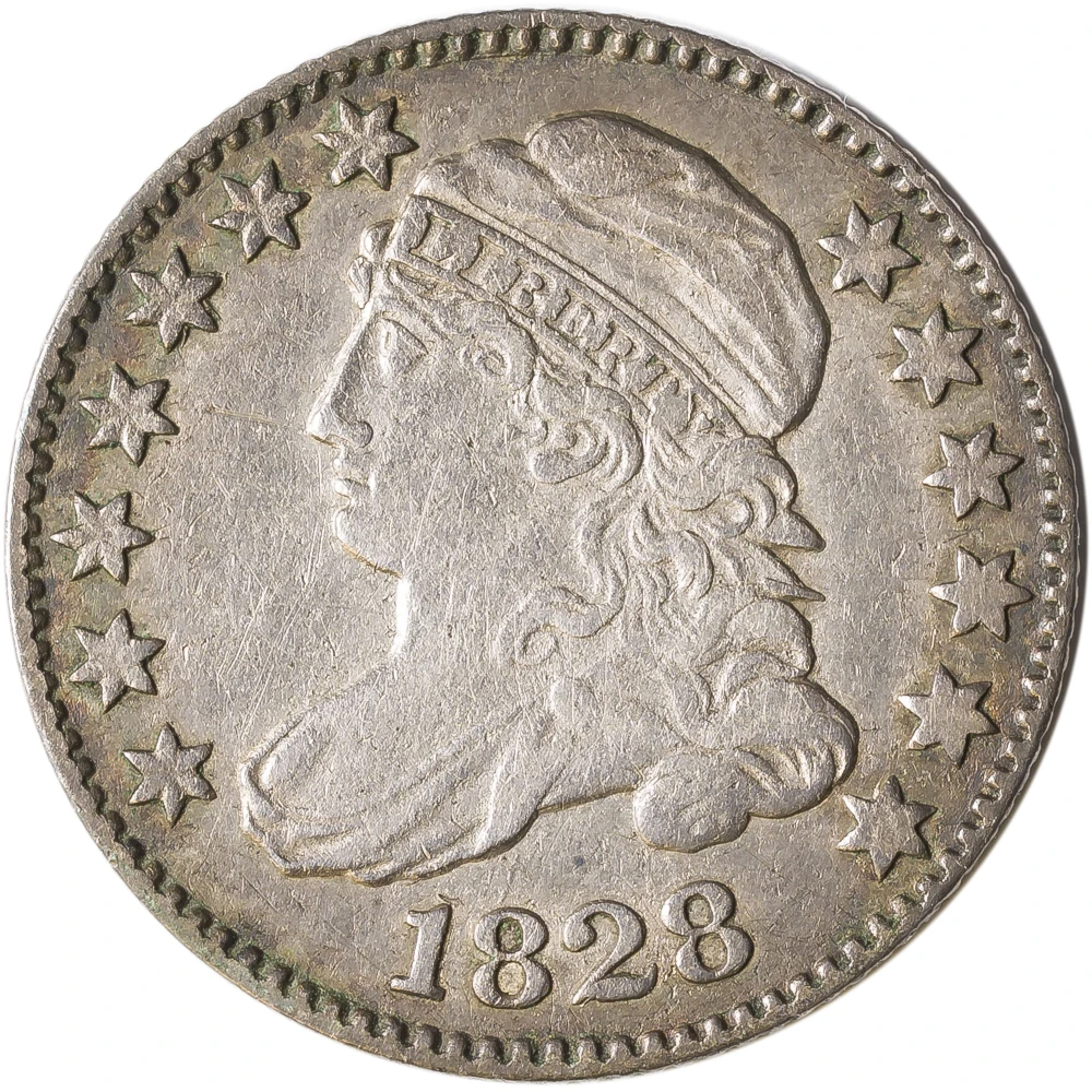 Rare EF-40 1828 Curl 2 Bust Dime