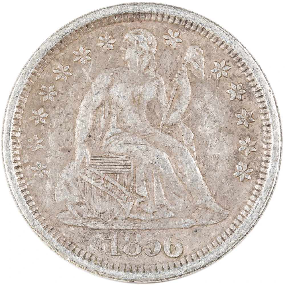 EF-40 1856 Large Date Seated Dime