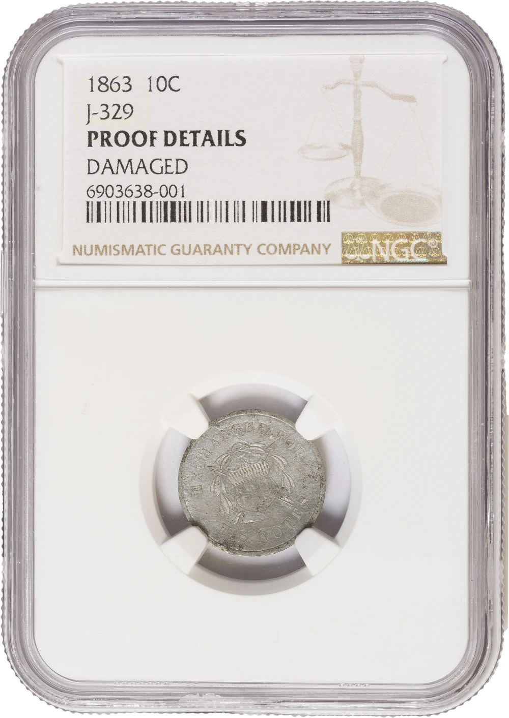 NGC Proof Details 1863 Pattern Dime