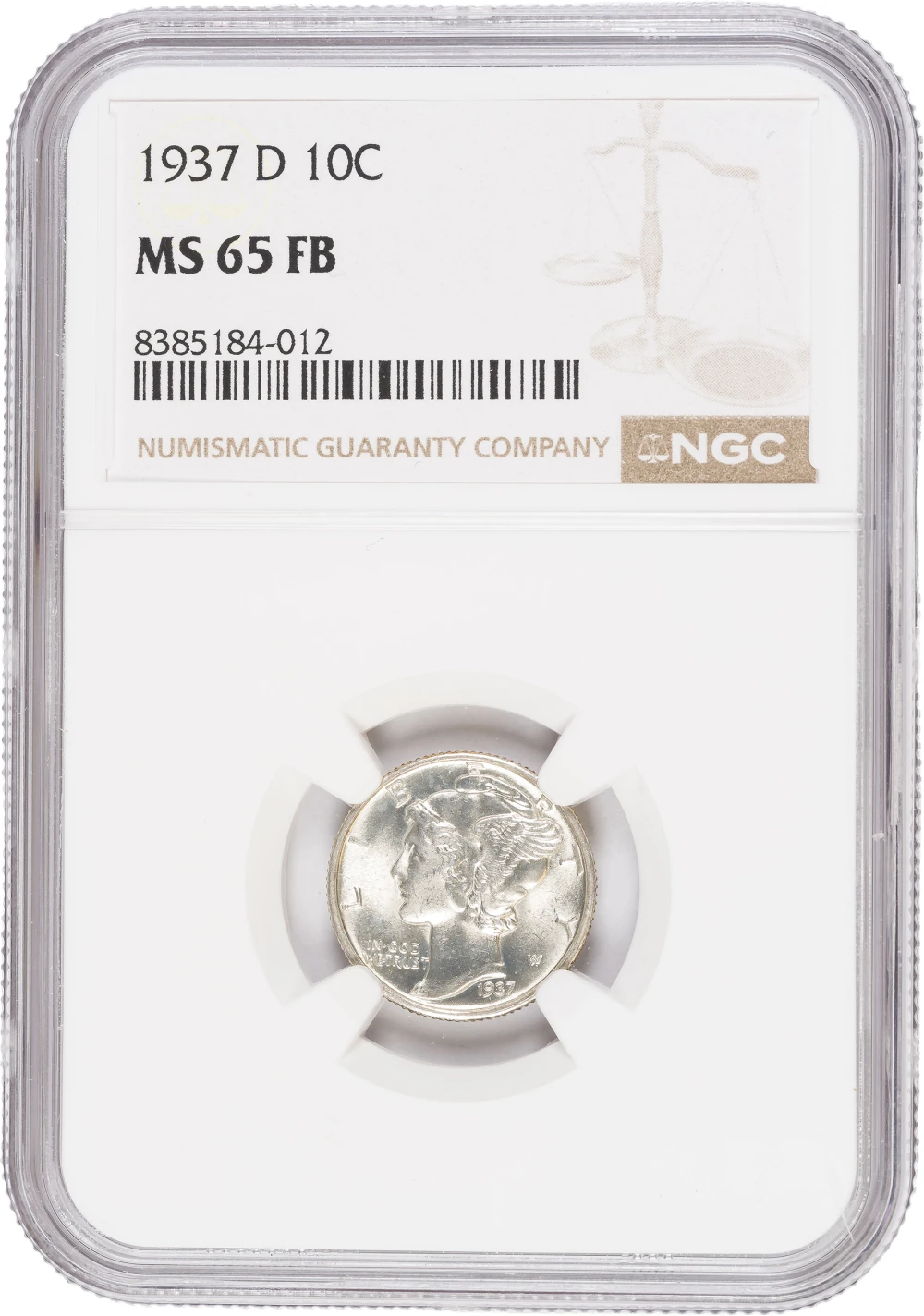 NGC MS-65 FB 1937-D Mercury Dime