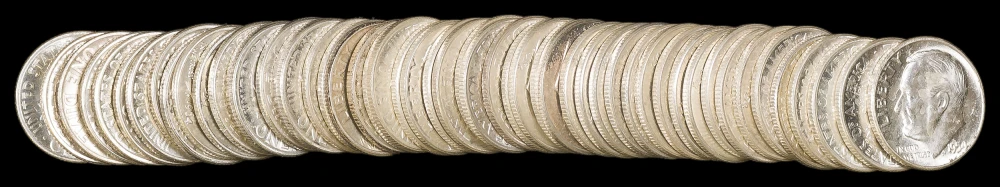 Gem Original Roll Of 1954 Of Roosevelt Dimes