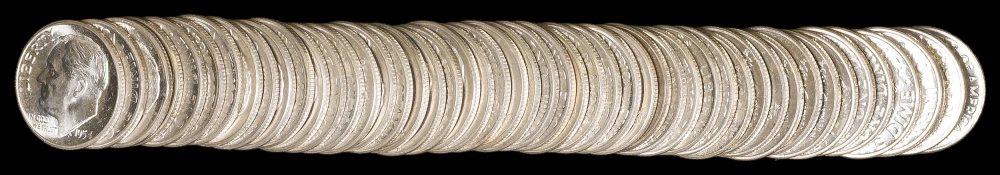 Gem Original Roll Of 1954-D Of Roosevelt Dimes