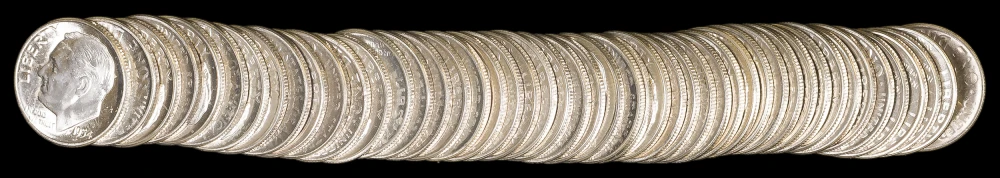 Gem Original Roll Of 1954-S Of Roosevelt Dimes
