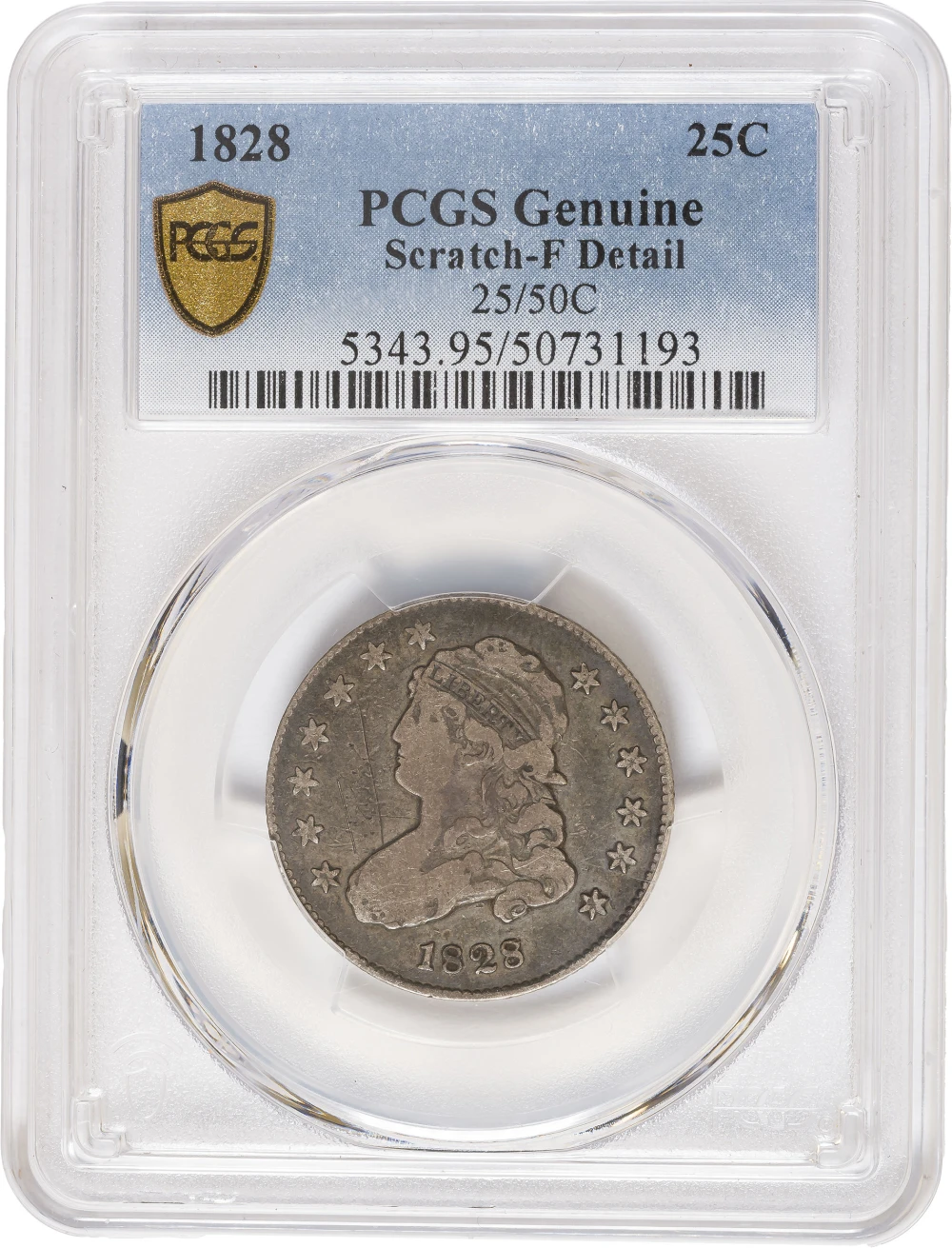 PCGS Fine Details 1828 25/50 Cents Bust Quarter