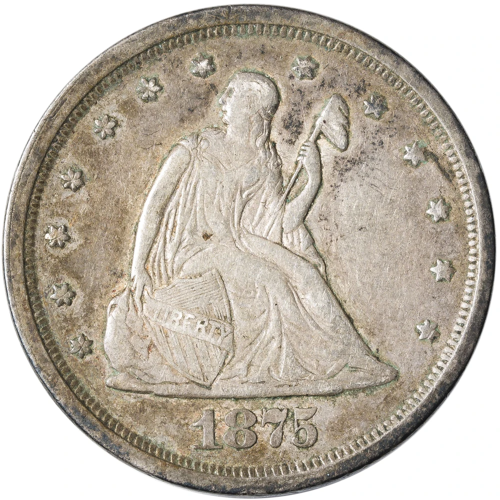 EF-40+ 1875-S Twenty Cent Piece
