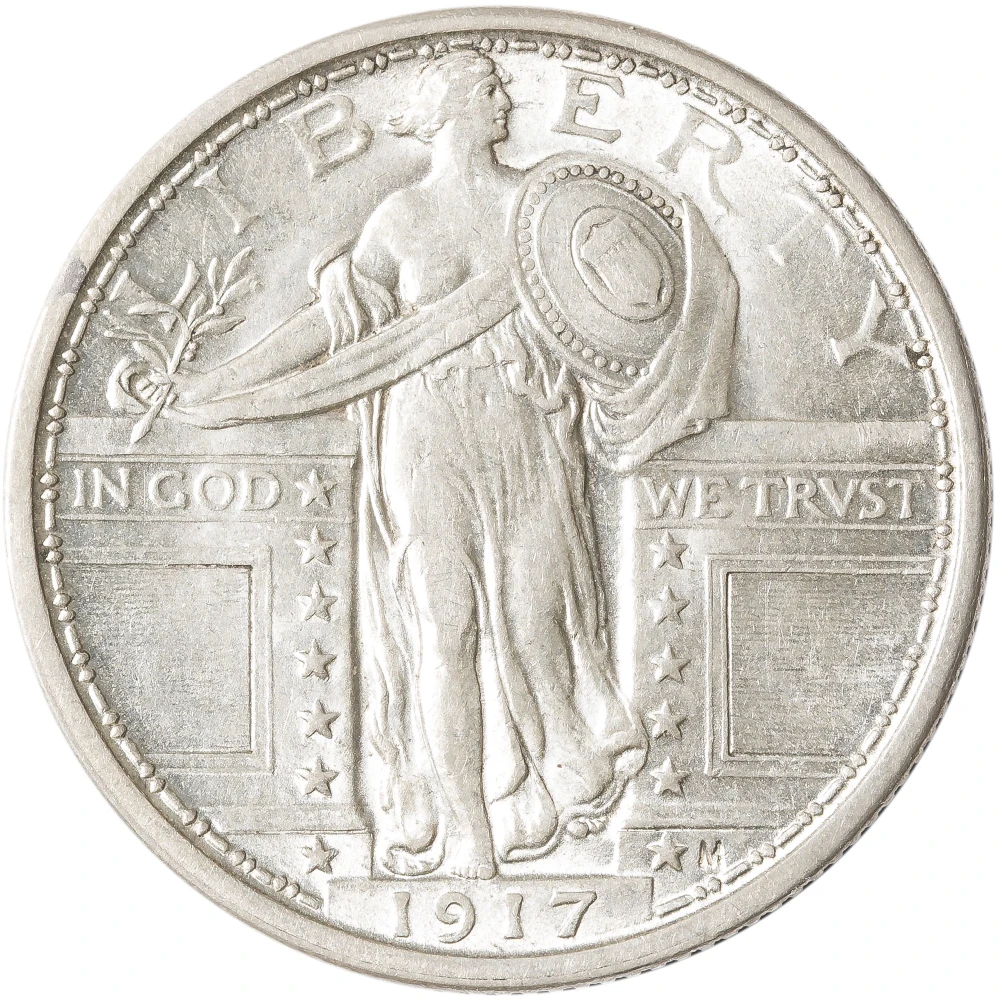 AU-58 1917 TI Standing Liberty Quarter