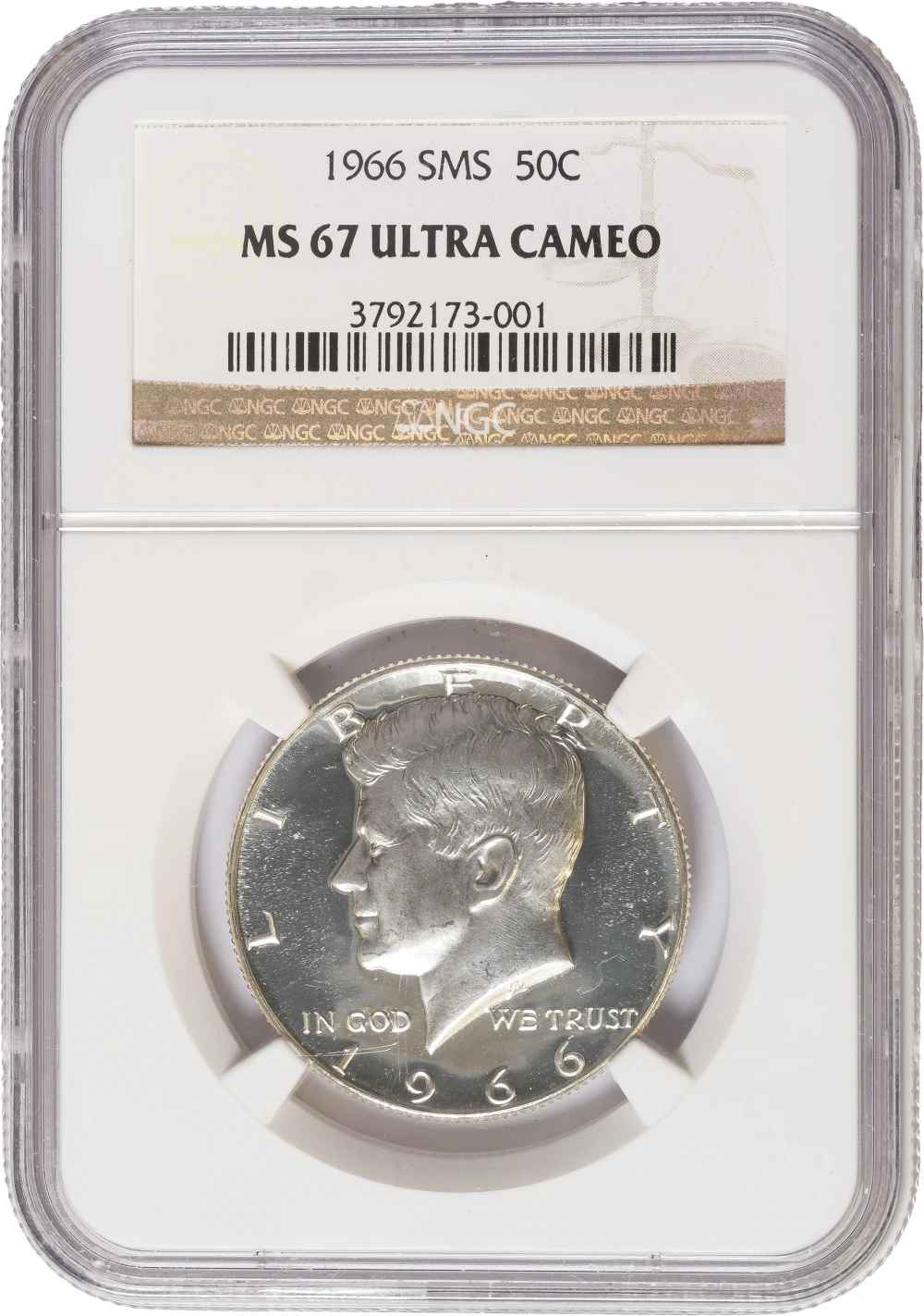 NGC MS-67 UC 1966 SMS Kennedy Half