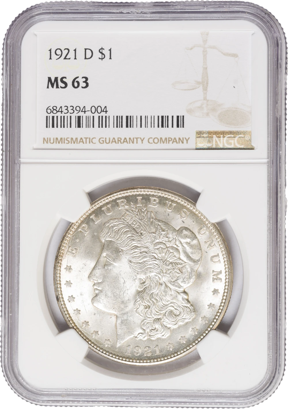 NGC MS-63 1921-D Morgan Dollar