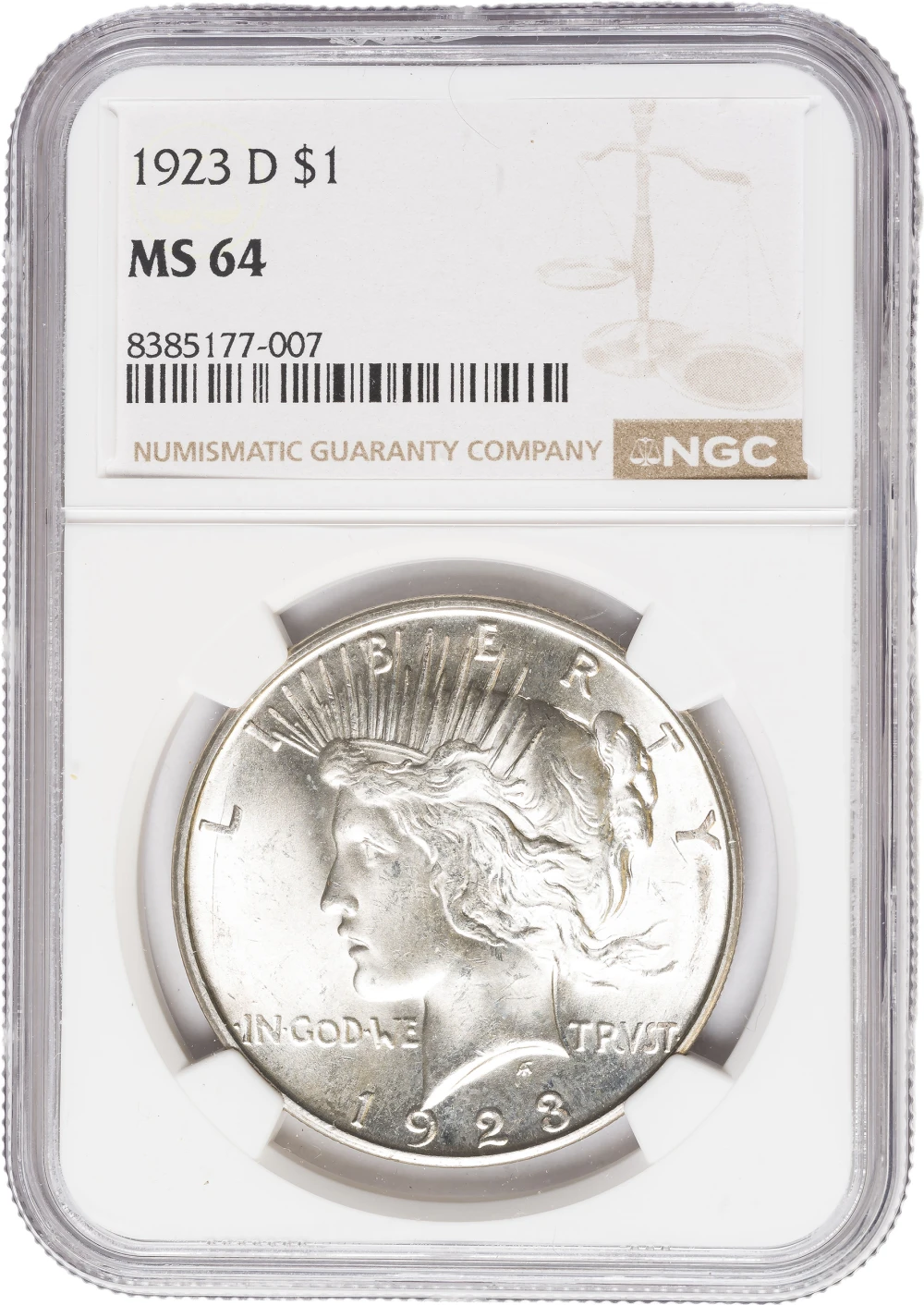 NGC MS-64 1923-D Peace Dollar