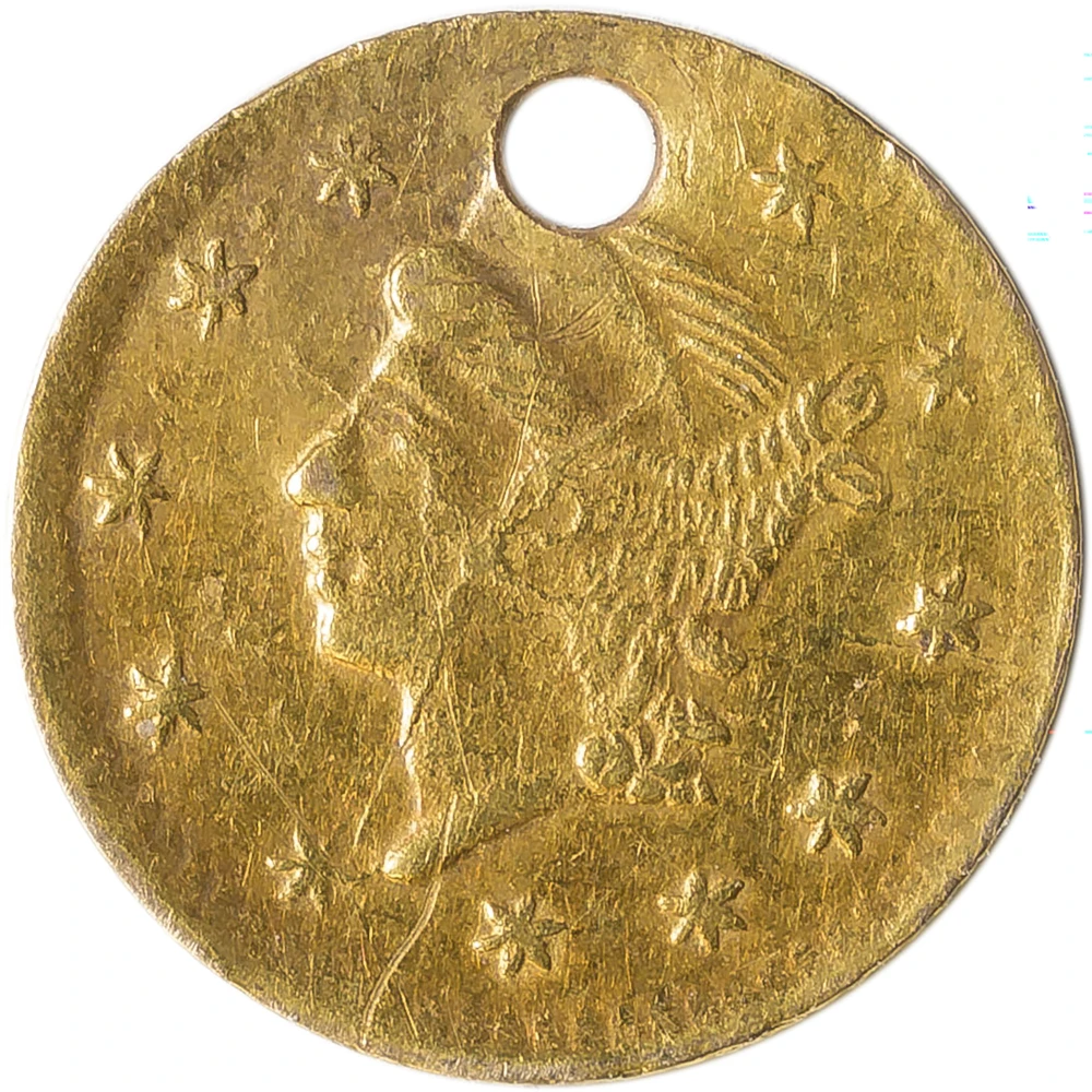 EF Holed 1860 California Gold Quarter Dollar
